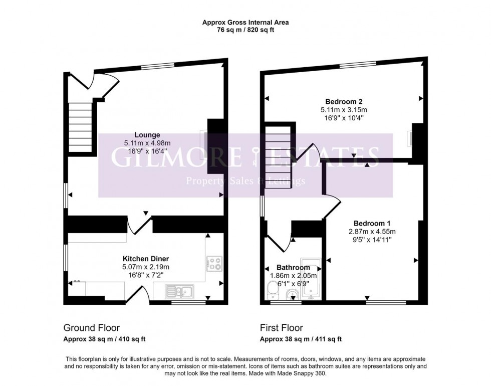 Floorplan for Westburn Cottages, Crawcrook